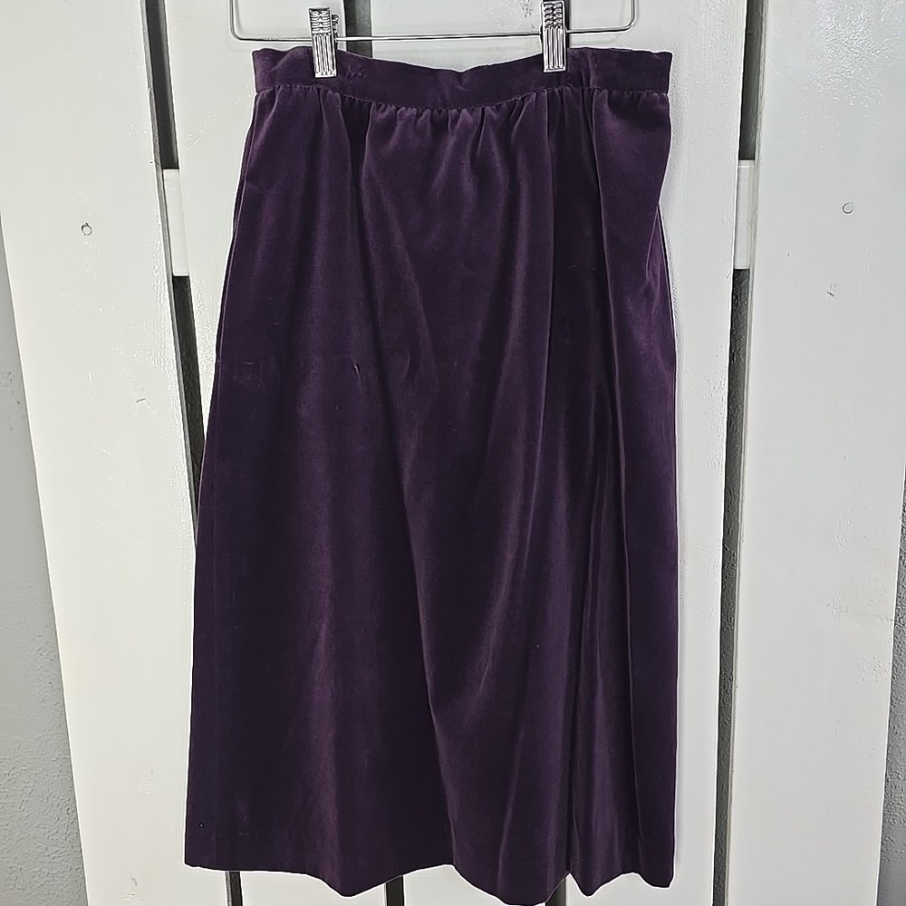 Vintage Velvet‎ High Waisted Midi Skirt 7/8 Purple Gothic Romantic Holiday Vamp